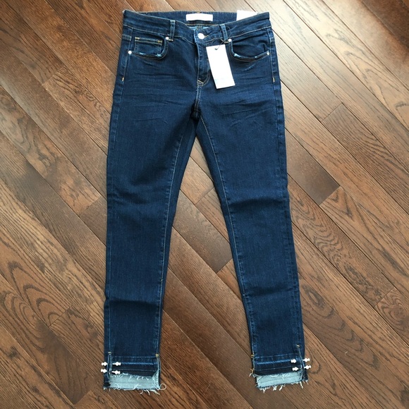 Zara Jeans With Pearl Bead on Ankle-Size 6 New - Picture 3 of 7